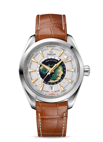 Omega Seamaster Aqua Terra 150M Master Chronometer 43 Worldtimer Platinum / Enamel / Alligator